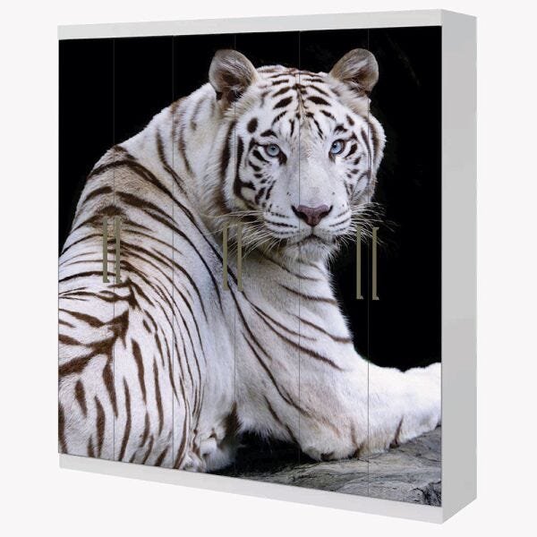 Adesivo Envelopamento Guarda-Roupa 2mx2m  Tigre Branco