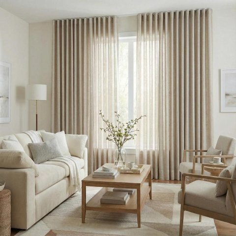 Cortina Wave Copenhagen 6,40m X 2,60m – Gaze com Forro Semi Blackout - Trigo