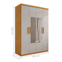 Ver imagem 2 de Roupeiro 4 Portas com Espelho Ameixa Naturalle Off White