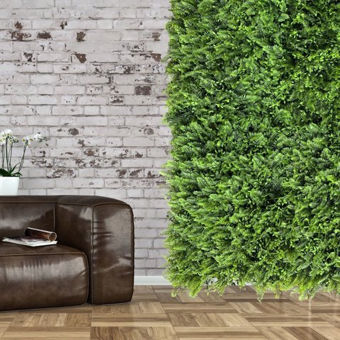 1 Placa de Jardim Vertical Artificial Folhagem Premium Cobertura Realista para Parede e Muro Inglês