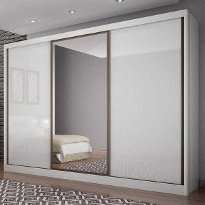 Guarda-roupa Casal com Espelho 3 Portas 6 Gavetas Spazzio