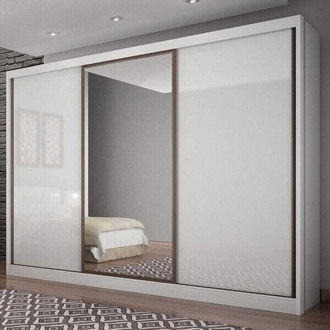 Guarda-roupa Casal com Espelho 3 Portas 6 Gavetas Spazzio