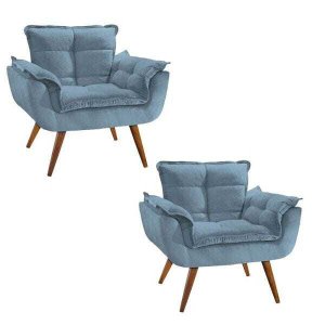 Kit 2 Poltronas Decorativa Opala Suede
