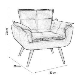 Kit 2 Poltronas Decorativa Sala Recepção Escritório  Opala Suede Azul Marinho - 3