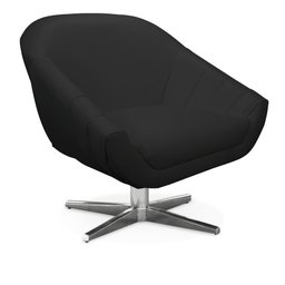 Poltrona Giratória Giovana Corino Preto Base Cromada - D’Rossi - 1