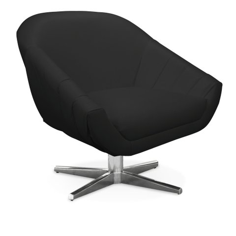 Poltrona Giratória Giovana Corino Preto Base Cromada - D’Rossi