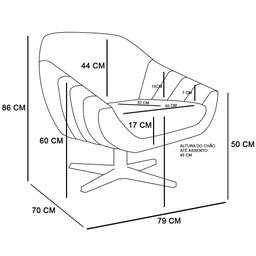 Poltrona Giratória Giovana Corino Preto Base Cromada - D’Rossi - 7