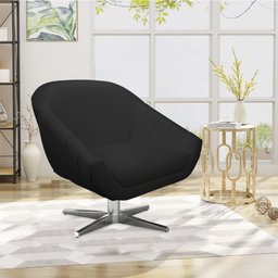 Poltrona Giratória Giovana Corino Preto Base Cromada - D’Rossi - 2