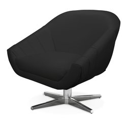 Poltrona Giratória Giovana Corino Preto Base Cromada - D’Rossi - 4