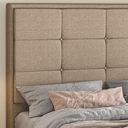 Ver imagem 3 de Cabeceira Cama Box Casal 1,40m Softquad Estofada Linho Bege Design Moderno Luxo Quarto Larbelle