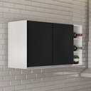 Ver imagem 2 de Armário de Cozinha Aéreo Califórnia 80cm e Nicho Garrafeiro 20cm Riad Branco/preto - Lumil Lumil Móv