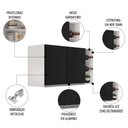 Ver imagem 3 de Armário de Cozinha Aéreo Califórnia 80cm e Nicho Garrafeiro 20cm Riad Branco/preto - Lumil Lumil Móv
