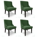 Ver imagem 3 de Kit 4 Cadeiras Estofadas Para Sala De Jantar Base Fixa De Madeira Preto Lia Suede Verde - Ibiza