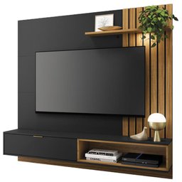 Painel para Tv Suspenso Ambiente Tocantins 1.8 Preto Acetinado Noce Milano - Colibri - 2