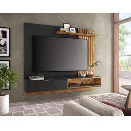 Painel para Tv Suspenso Ambiente Tocantins 1.8 Preto Acetinado Noce Milano - Colibri - 1
