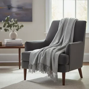 Manta para Sofá em Algodão Cinza Areia Gigante 2,40x1,80