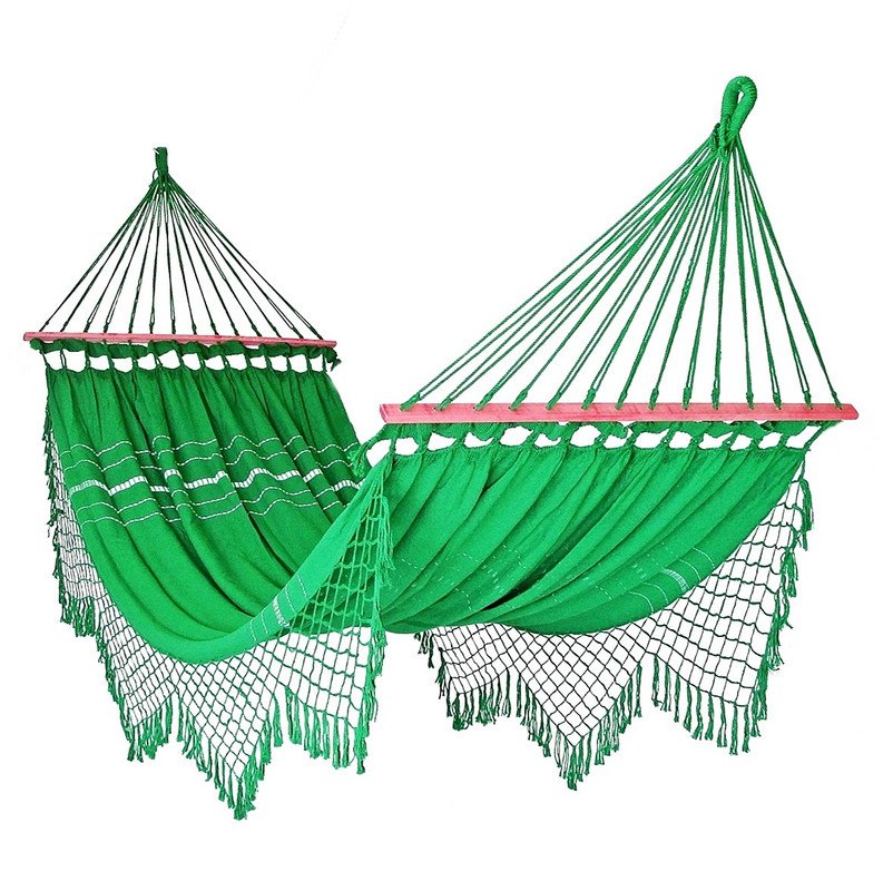 Rede de Dormir e Descanso Casal Verde Bandeira com Madeira