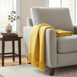 Manta para Sofá em Algodão Amarelo Ouro Gigante 2,40x1,80 - 1