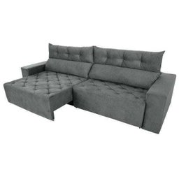 Sofá 5 Lugares Gigante Supremo 2,70m Retrátil e Reclinável Veludo Pena Grafite - 2