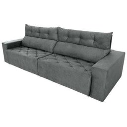 Sofá 5 Lugares Gigante Supremo 2,70m Retrátil e Reclinável Veludo Pena Grafite - 4