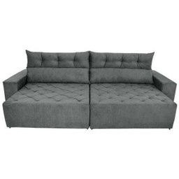 Sofá 5 Lugares Gigante Supremo 2,70m Retrátil e Reclinável Veludo Pena Grafite - 5