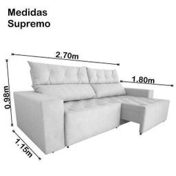 Sofá 5 Lugares Gigante Supremo 2,70m Retrátil e Reclinável Veludo Pena Grafite - 6