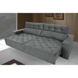 Sofá 5 Lugares Gigante Supremo 2,70m Retrátil e Reclinável Veludo Pena Grafite - 1