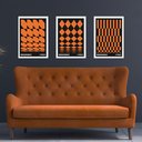 Ver imagem 2 de Kit 3 Quadros Artes Geométricas Bauhaus Laranja e Preto 45x34cm:moldura Branca