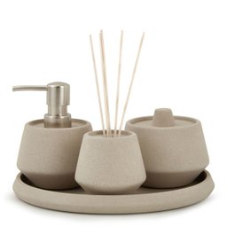 Kit para Banheiro em Cimento Cinza - 4 Pçs - 1
