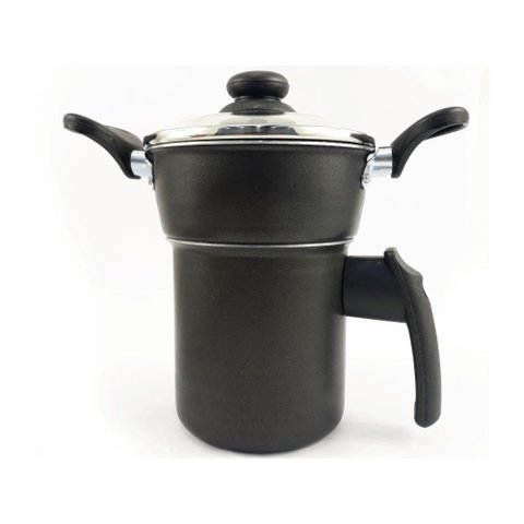 Panela Cuscuzeiro Tampa Vidro Baquelite Antitérmico Preto