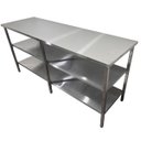 Ver imagem 1 de Mesa de Aço Inox Industrial 170x60x90 cm com 2 Prateleiras Plano Liso Nortinox