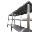 Ver imagem 4 de Mesa de Aço Inox Industrial 170x60x90 cm com 2 Prateleiras Plano Liso Nortinox