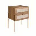 Ver imagem 5 de Cabeceira Casal 160cm e 2 Mesas de Cabeceira com 2 Gavetas Cor:hanover com Dourado