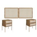 Ver imagem 2 de Cabeceira Casal 160cm e 2 Mesas de Cabeceira com 2 Gavetas Cor:hanover com Dourado
