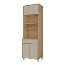Ver imagem 2 de Paneleiro 3 Portas 1 Gaveta Torre Quente Nesher Condessa 100% MDF Cinza/Carvalho Greige