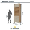 Ver imagem 3 de Paneleiro 3 Portas 1 Gaveta Torre Quente Nesher Condessa 100% MDF Cinza/Carvalho Greige