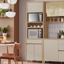 Ver imagem 2 de Paneleiro 3 Portas 1 Gaveta Torre Quente Nesher Condessa 100% MDF Cinza/Carvalho Greige