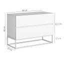 Ver mais imagens de Mesa de Cabeceira Eros 60cm com 2 Gavetas MDF Branco Pés de Metal Preto Estilo Industrial