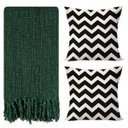 Ver imagem 1 de Kit 1 Manta para Sofá 2,40 X 1,80 + 2 Capas de Almofada Cor:verde-preto