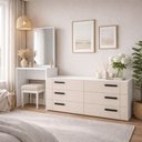 Ver imagem 1 de Cômoda Lisboa 6 Gavetas com Espelho Creme/branco - Politorno