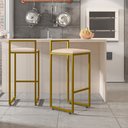 Ver imagem 2 de Kit 04 Banquetas Altas Para Cozinha Sala De Jantar Hanna L02 Dourado Suede Bege - Lyam Decor