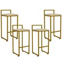 Ver imagem 1 de Kit 04 Banquetas Altas Para Cozinha Sala De Jantar Hanna L02 Dourado Suede Bege - Lyam Decor