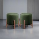 Ver imagem 2 de Kit 2 Puff Decorativo para Sala Redondo Luxo Dubai Veludo:verde