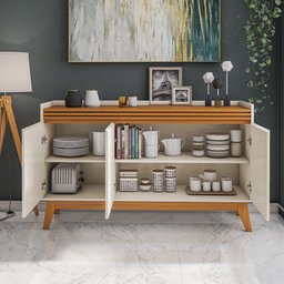 Buffet Aparador Ripado 3 Portas com Pés de Mdf Astúrias 136cm - 3