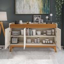 Ver imagem 3 de Buffet Aparador Ripado 3 Portas com Pés de Mdf Astúrias 136cm