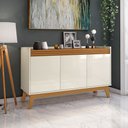 Ver imagem 1 de Buffet Aparador Ripado 3 Portas com Pés de Mdf Astúrias 136cm