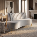 Ver imagem 1 de Sofá Namoradeira 2 Lugares Orgânico Sala Hall de Entrada Living 135cm Pé Dourado Maraú Veludo Cinza