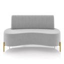 Ver mais imagens de Sofá Namoradeira 2 Lugares Orgânico Sala Hall de Entrada Living 135cm Pé Dourado Maraú Veludo Cinza