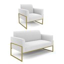 Ver imagem 1 de Namoradeira e Poltrona Industrial Alta Dourado Marisa Bouclê Off White D03 - D’Rossi