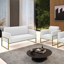 Ver imagem 2 de Namoradeira e Poltrona Industrial Alta Dourado Marisa Bouclê Off White D03 - D’Rossi